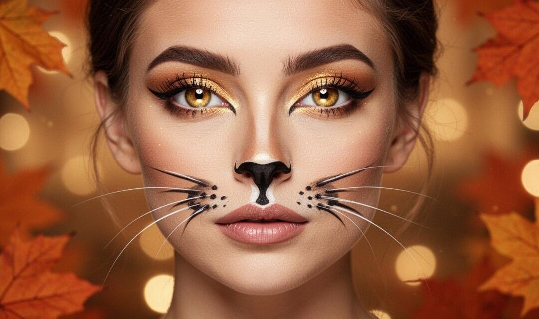 Maquillage chat pour Halloween : réussissez votre transformation avec le contouring adapté aux traits félins